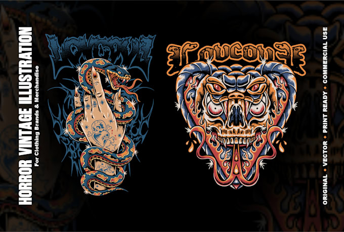 create horror vintage illustration for your brand