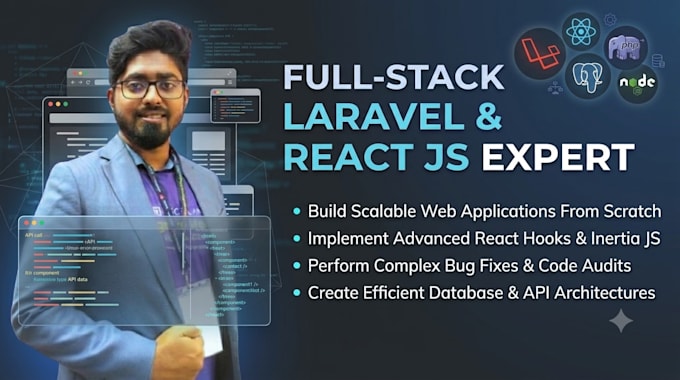 be your full stack developer for custom laravel react js and node js web apps