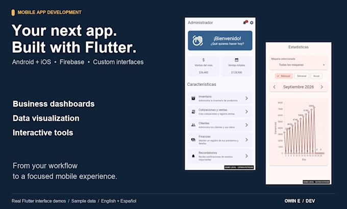 develop a custom flutter app for android and ios with firebase