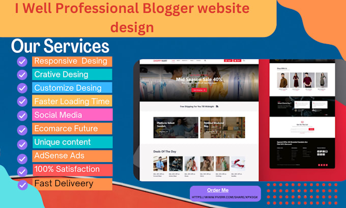 I will create a professional blog website custom design in blogger