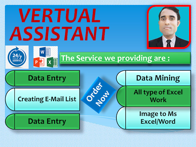 be your virtual assistant for data entry, typing, copy paste