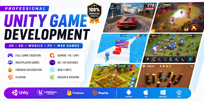 do unity game development for 2d 3d mobile pc web games