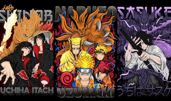 costum design japanese anime manga art for tshirt design