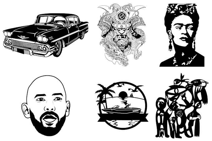 create silhouettes, stencils for laser cutting and engraving