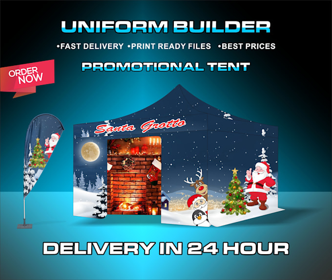 design promotional tent, feather flag, and canopy tent