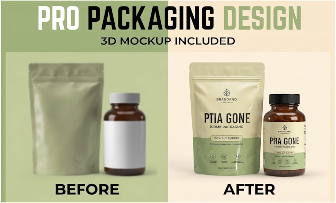 professionally edit product label and packaging design with 3d mockup