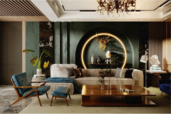 do interior design with detail drawings and moodboards