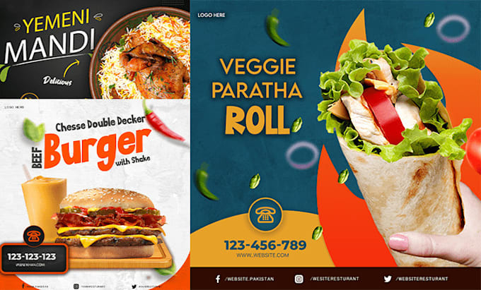 poster design for restaurants, events, and businesses, photoshop illustrator