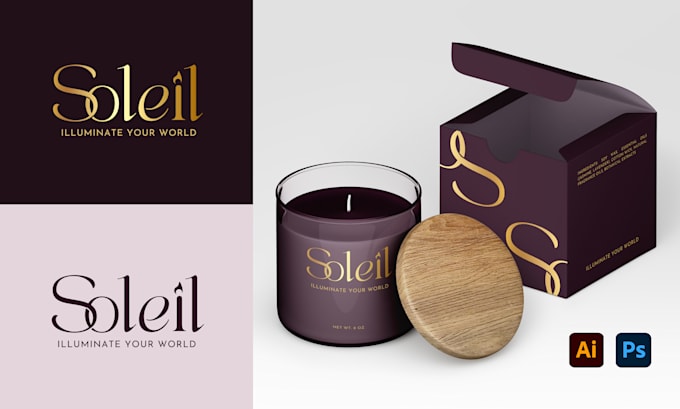 do luxury candle label design, product label, box packaging