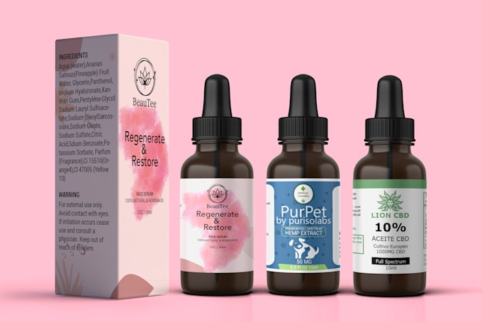 do premium cbd label design, product label, and box design