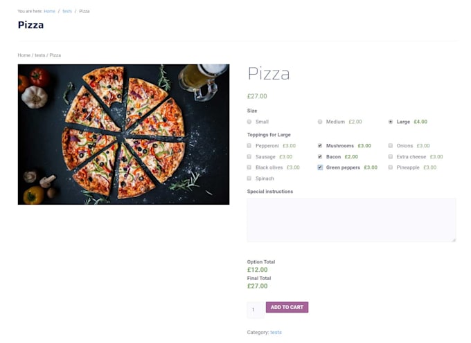 customize extra product options for woocommerce