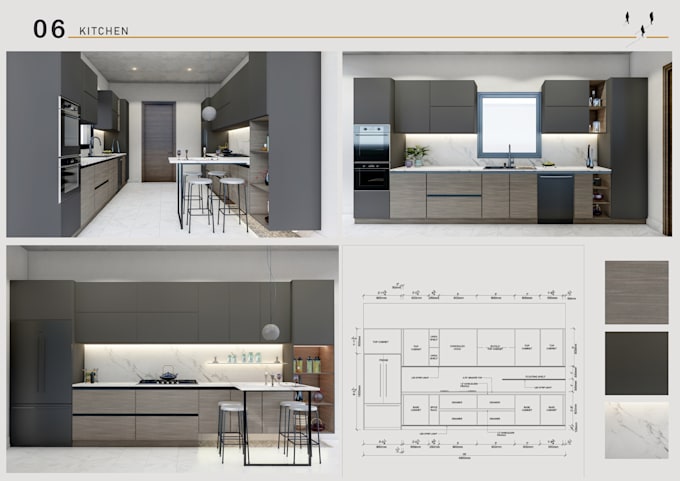 Create 2d layout of your kitchen space by Moeizhayee | Fiverr