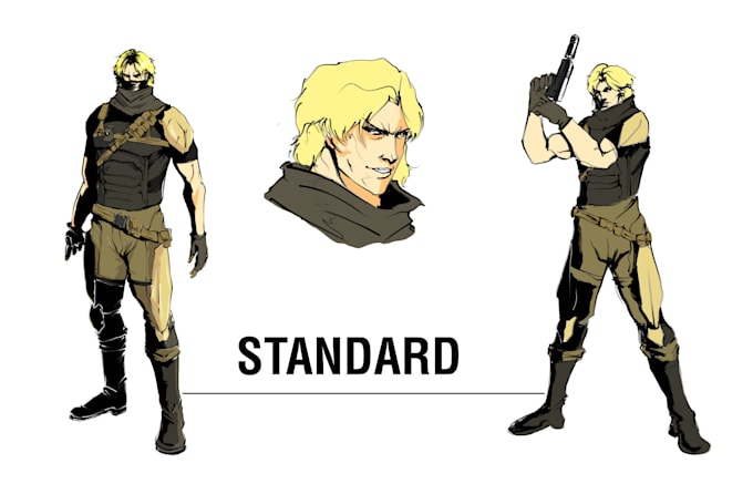 create comic and metal gear character concept art sheet