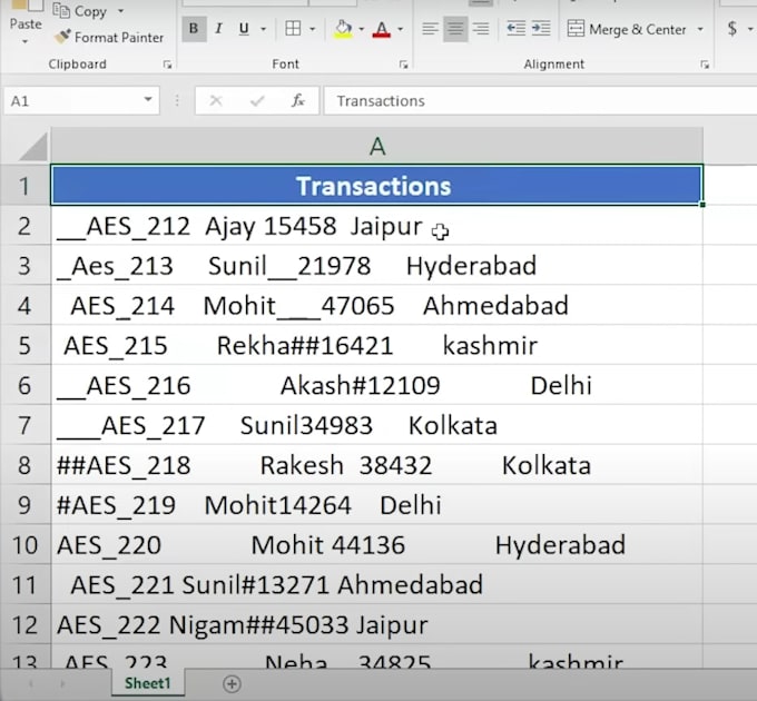 ms excel data cleaning and data entry