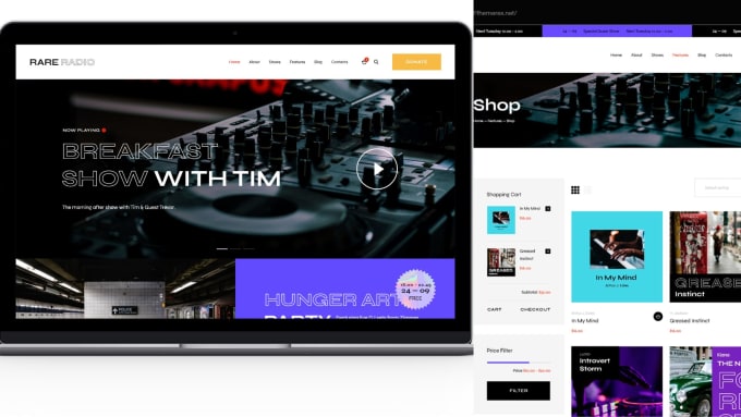 do radio website, music, podcast, dj, band, studio, producer website