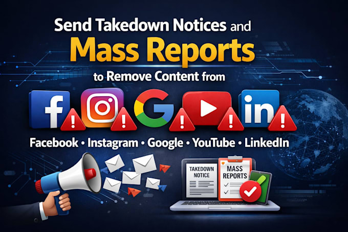do mass dmca report and remove content from instagram,facebook,tiktok,youtube