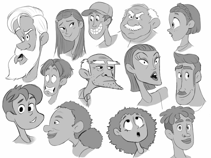 Design cartoon characters black and white by Elhameskandar Fiverr