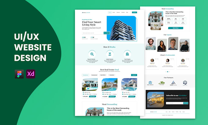 create a modern, clean UI UX design for the website  and landing page