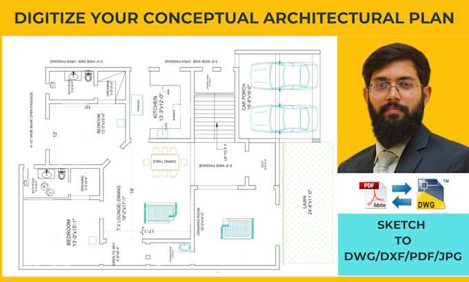 convert sketch, image to professional 2d architectural floor plans