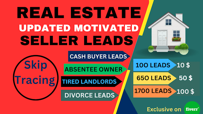 provide motivated seller leads list active cash buyers list with skip trace