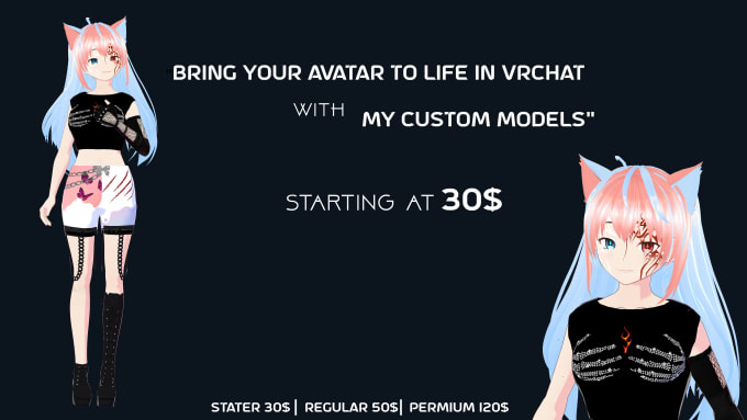 Khi đến với chúng tôi, bạn sẽ có cơ hội thiết kế Custom VRChat avatar độc nhất vô nhị cho riêng mình. Với đội ngũ designer tâm huyết và chuyên nghiệp, chúng tôi cam kết sẽ mang đến cho bạn một bộ trang phục và phong cách hoàn hảo nhất. Nhanh tay đăng ký và đặt hàng để sở hữu một avatar thật đầy phong cách!