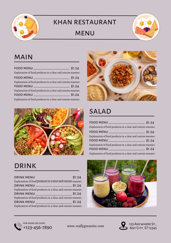Designing a menu price list menu card or food menu