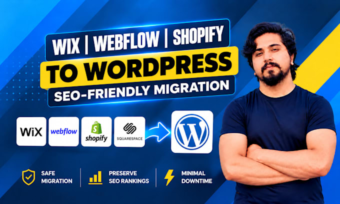 migrate wix, webflow, shopify or custom sites to wordpress