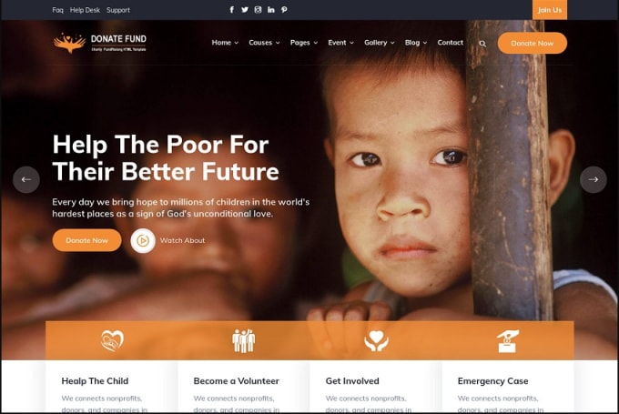 Build your nonprofit ngo website for donation charity fundraising by
