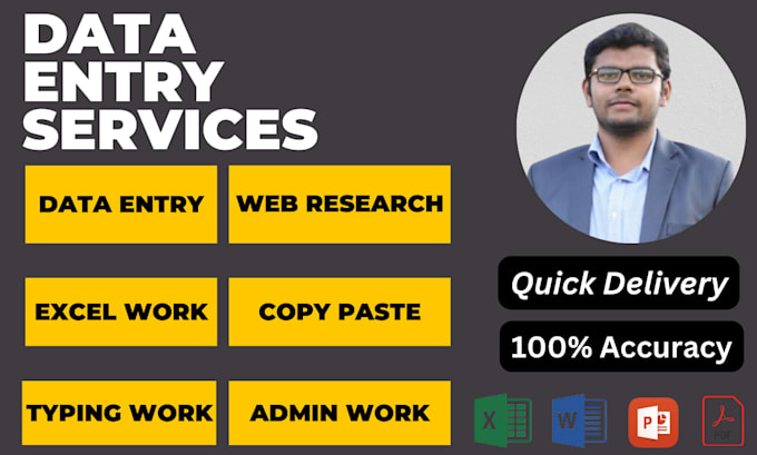 Do data entry, web research, typing, copy paste, excel work and email ...