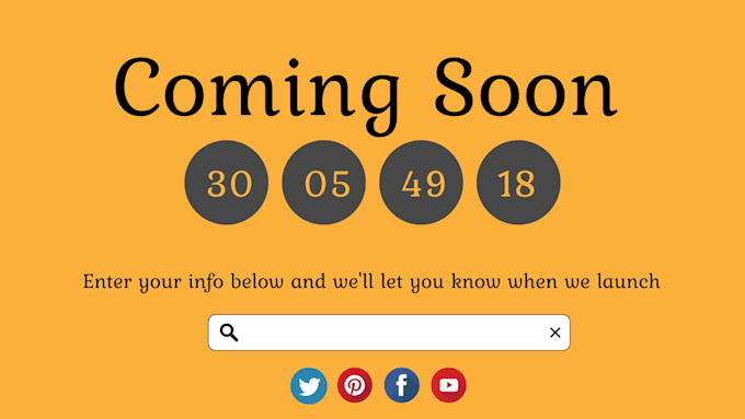 design  an eye catching coming soon page for your website