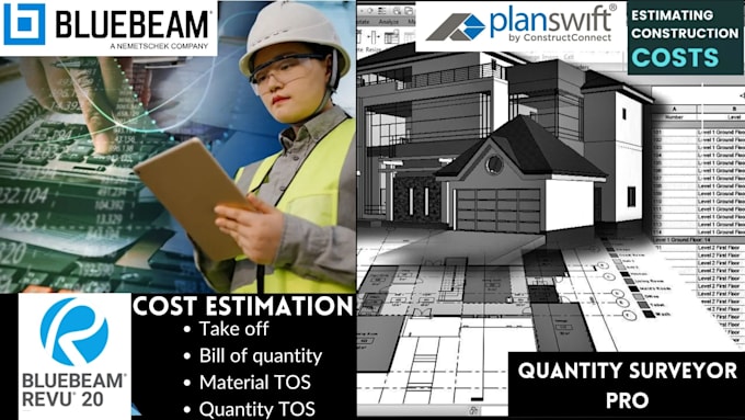 do cost estimation material takeoff on bluebeam, planswift