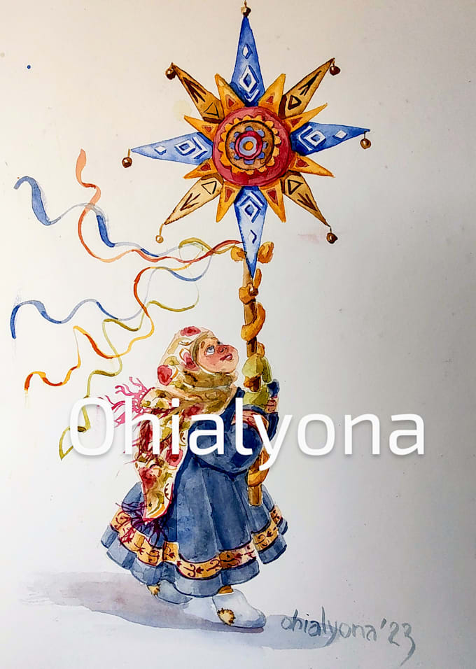 draw a watercolor illustration greeting card poster
