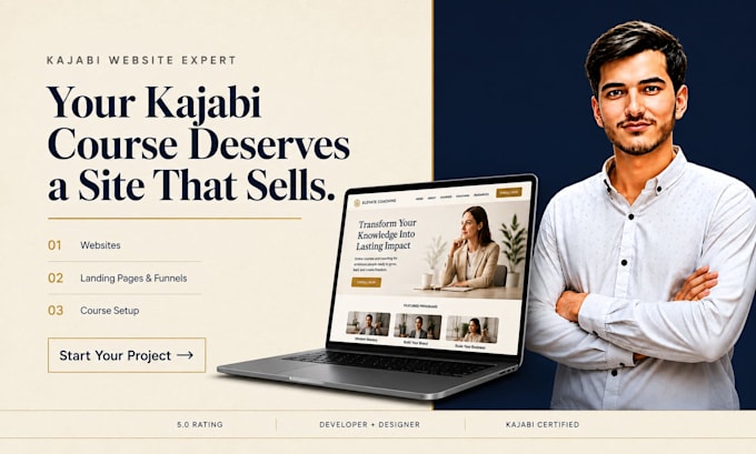 design kajabi website, kajabi landing page and kajabi online course