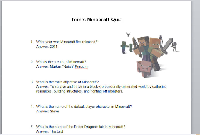 write you a trivia quiz on any subject you want