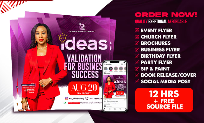 create postcard,  marketing flyer, event flyer design in 12hrs