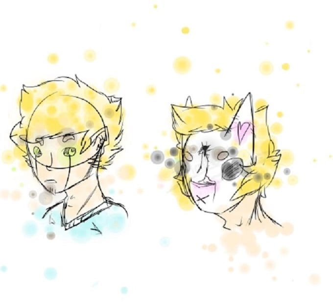 draw a human head line art with bubbly colors
