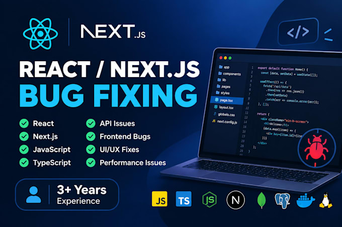 fix react nextjs javascript bugs and frontend issues