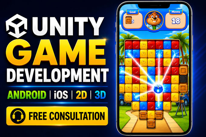 develop unity mobile game for android ios in 2d and 3d