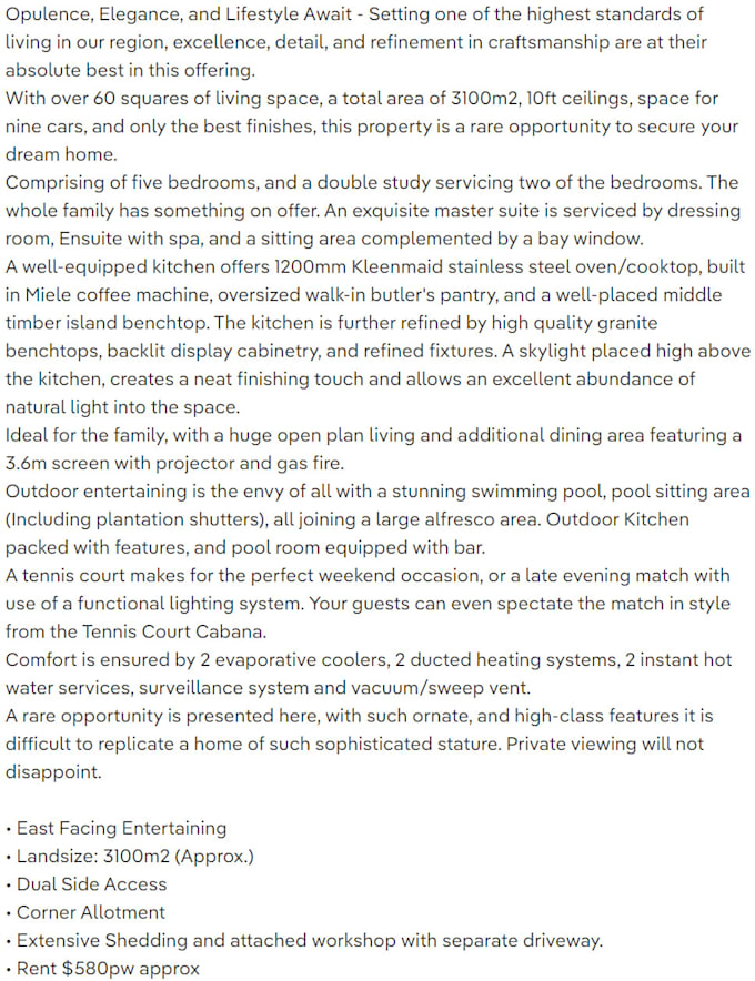 Write specifically tailored and emotively structured real estate copy