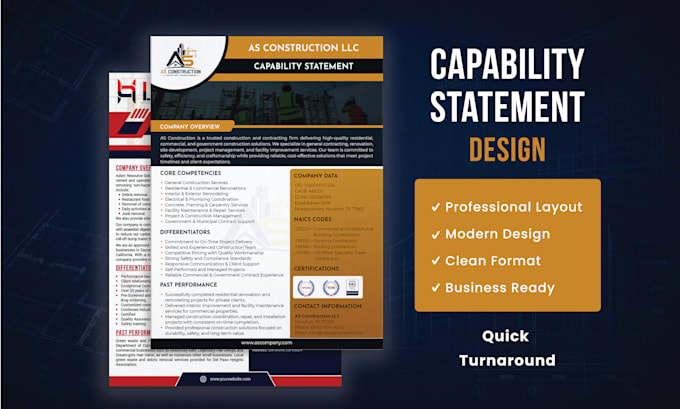 design a professional federal government capability statement within 8 hours