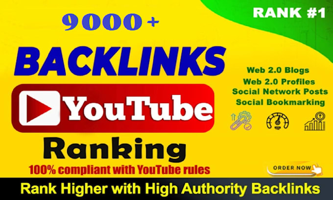 9000 high youtube permanent authority backlinks for rank