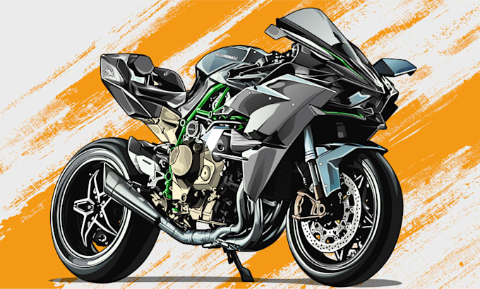 draw a detailed motorcycle vector