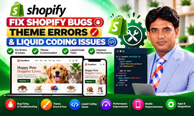 fix shopify bugs, theme errors, and liquid coding issues