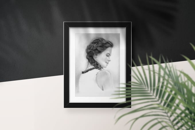 Draw realistic pencil sketch with glass frame as unique gift by ...
