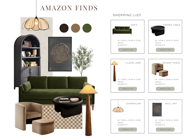 create interior mood board and amazon shopping list