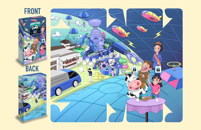 create packaging design with  illustration
