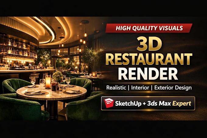 design modern restaurant or cafe interior with 3d render