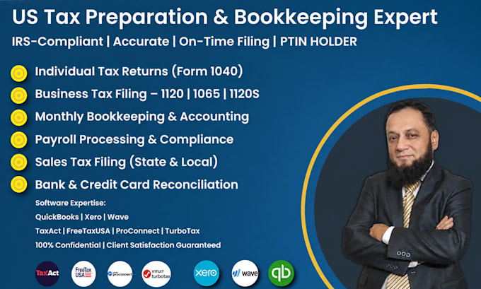 prepare US tax, bookkeeping, payroll, and sales tax file