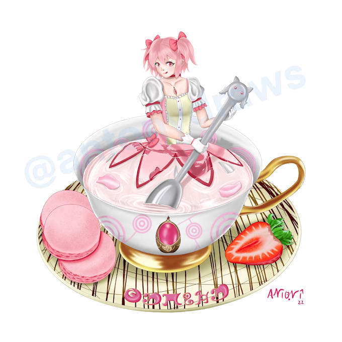draw anime characters in a teacups