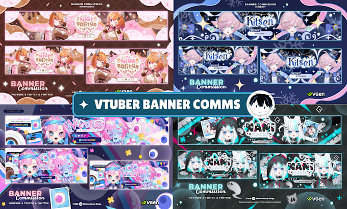 design cute elegant futuristic vtuber banner